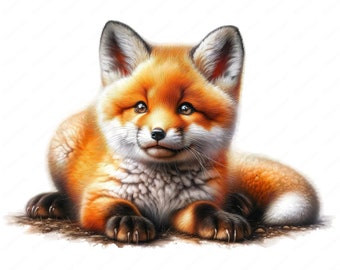 Fox Cub Clipart | Charming Fox Cub Clipart Bundle | 10 High-Quality Images | Woodland Art | Printables | Commercial Use