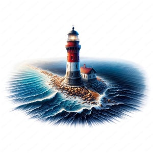 Clipart faro / Bundle clipart faro costiero / 10 design di alta qualità / Arte nautica / Stampabili / Uso commerciale