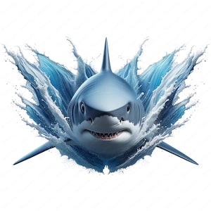 Majestic Shark Clipart | Powerful 3D Shark Clipart Bundle | 10 High-Quality Designs | Ocean Art | Printables | Commercial Use