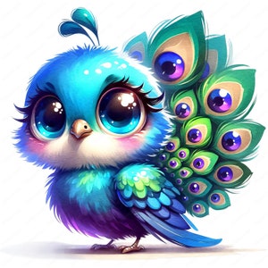 Cute Peacock Clipart Bundle | Wildlife Art, Commercial Use (Digital Download)