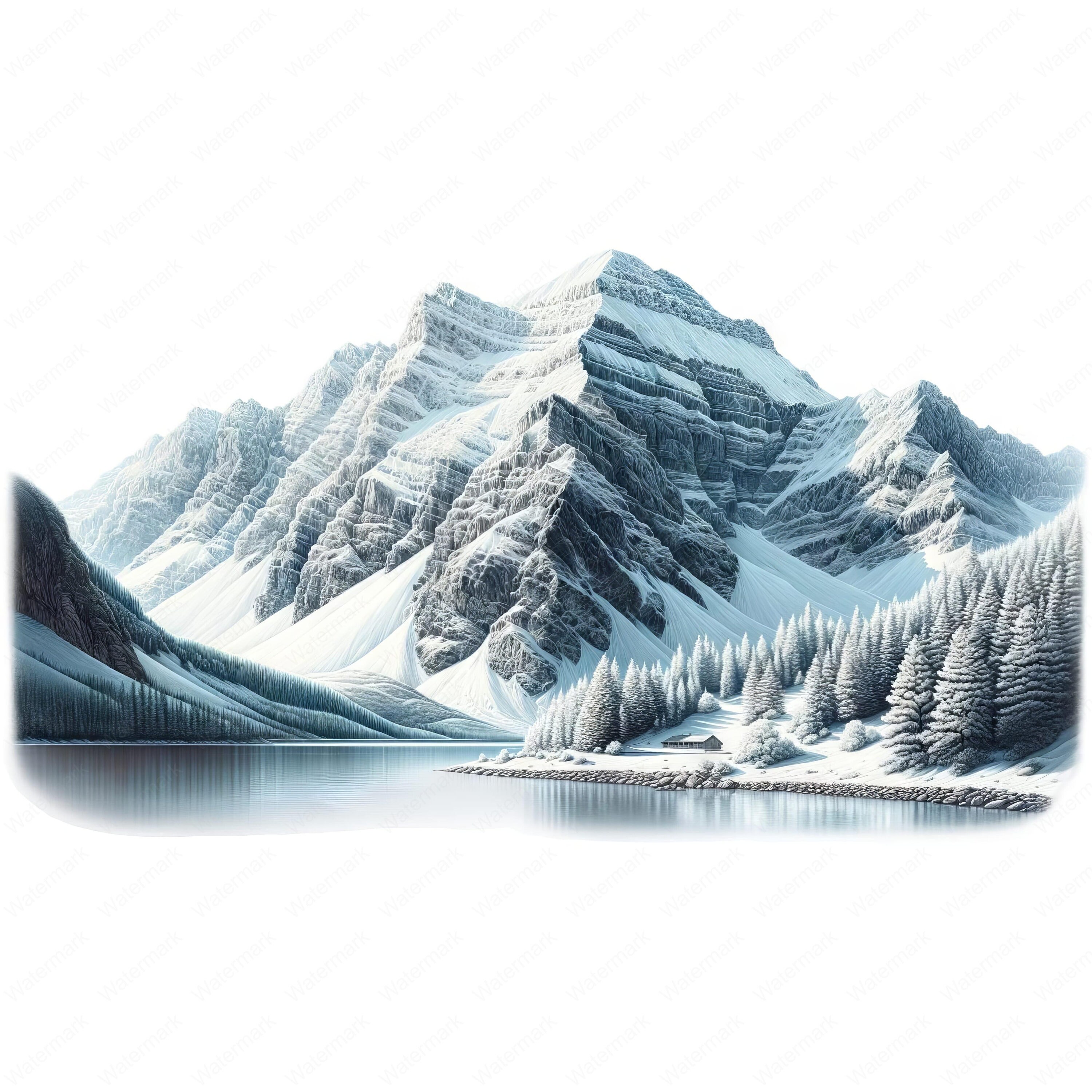 絵画 Winter Mountains wall26 - 3 Piece Canvas Wall Art - Snow Covered Mountains in