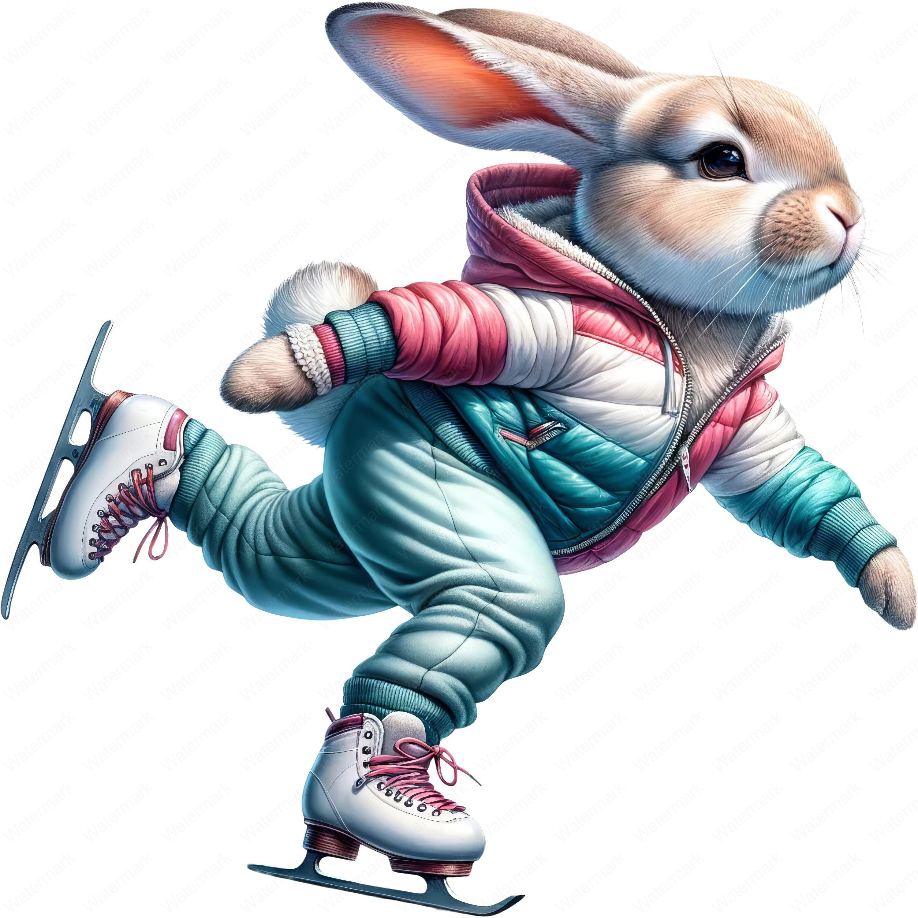 Winter Sports Rabbit Clipart Bundle: Snowy Wonderland Art (digital ...