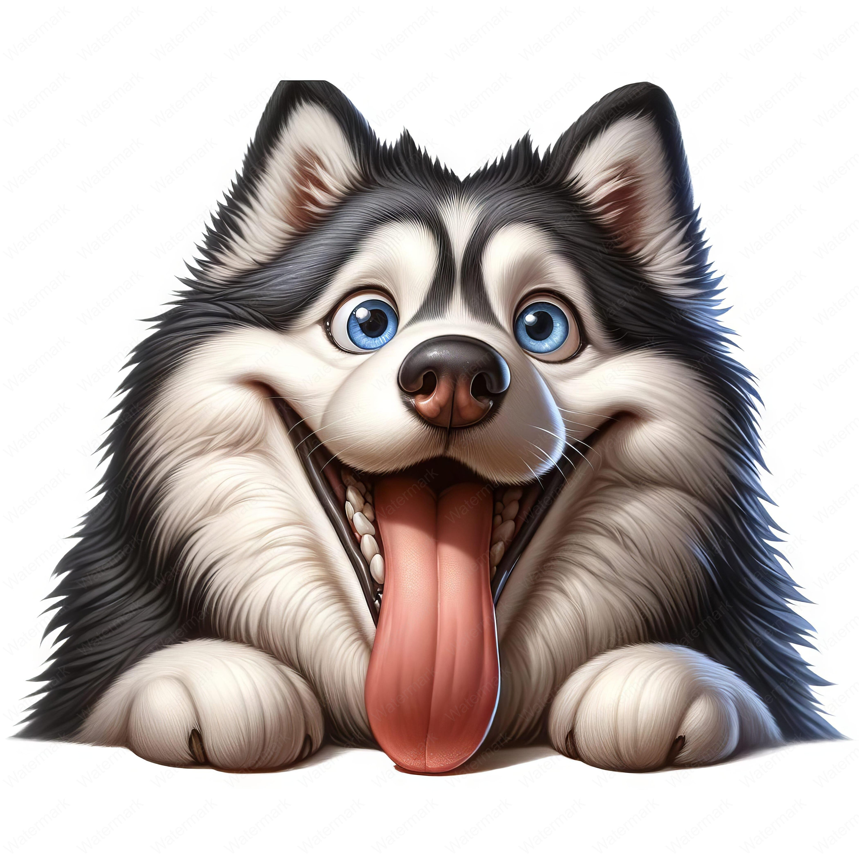 Funny Husky Clipart Bundle: Whimsical Pet Art (digital Download