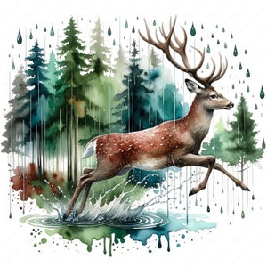 Clipart cerf qui court | Lot de cliparts gracieux cerf courant | 10 modèles de haute qualité | Art animalier | Imprimables | Utilisation commerciale
