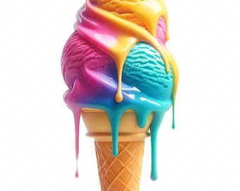 Clipartbundel smeltend ijs: dessertkunst (digitale download)