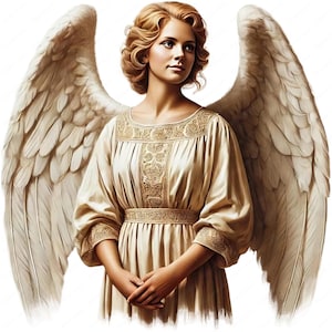 Angel Clipart | Elegant Angel Clipart Bundle | 10 High-Quality Designs | Guardian Angel Art | Printables | Commercial Use