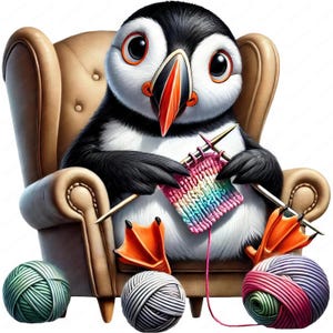 Clipart tricot macareux | Lot de cliparts macareux charmant | 10 modèles de haute qualité | Art animalier | Imprimables | Utilisation commerciale
