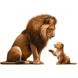 Clipart leone / Pacchetto leone maestoso / 10 design di alta qualità / Arte per la festa del papà / Stampabili / Uso commerciale