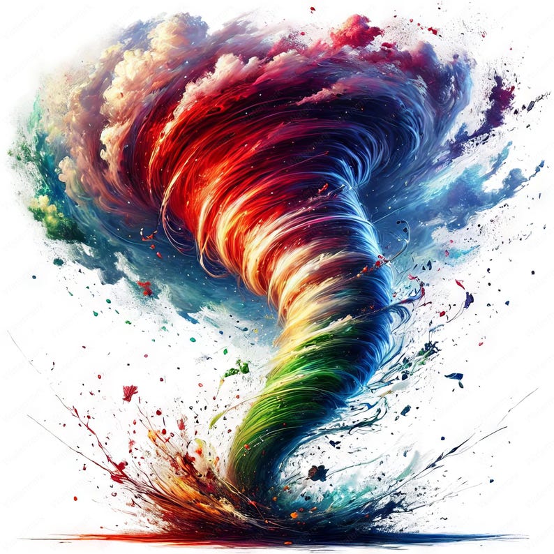 Rainbow Tornado Clipart: Abstract Art Printables (digital Download) - Etsy