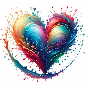 Clipart de corazón colorido / Paquete de clipart de corazón colorido vibrante / 10 diseños de alta calidad / Arte de amor / Imprimibles / Uso comercial