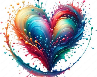 Colorful Heart Clipart Bundle: Vibrant Love Art Designs (Digital Download)