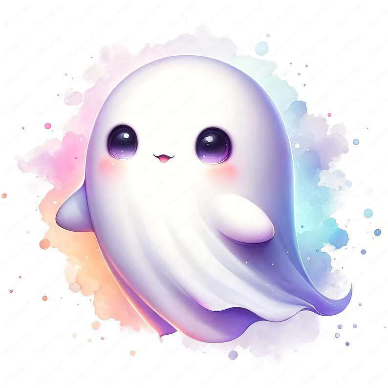 Cute Ghost Clipart Bundle | Halloween Art (Digital Download) image 9