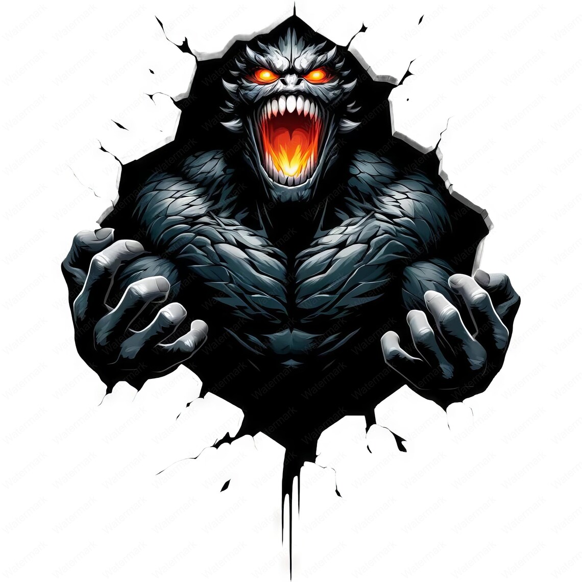 Angry Monster Clipart Bundle: Fiery Art Designs (digital Download) - Etsy