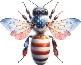 Patriotic Bee Clipart Bundle: 4th of July Designs (Digital Download)