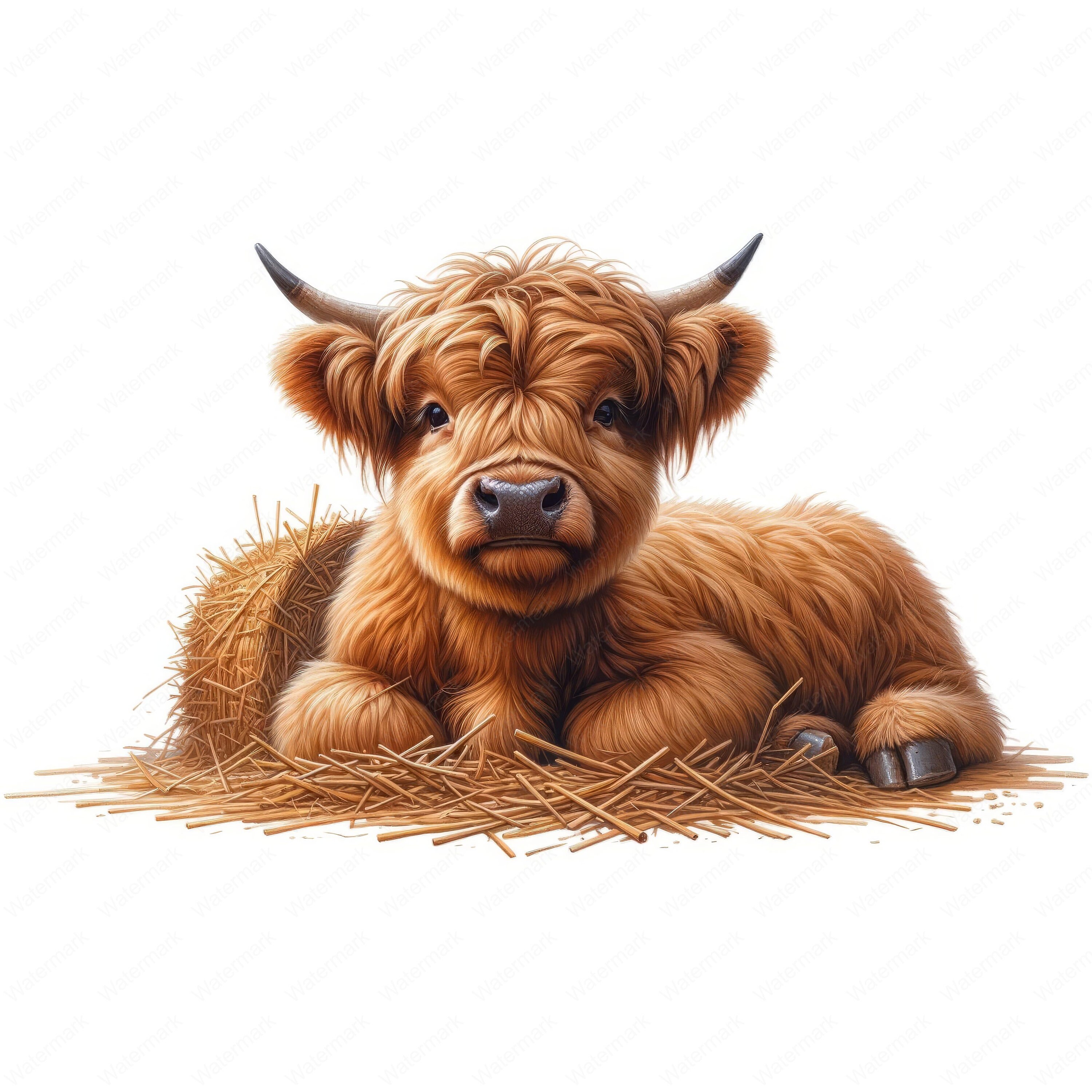 Baby Highland Cow Clipart Bundle: Farm Art Printables (commercial Use ...
