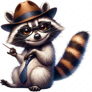 Clipart drôle de raton laveur | Lot de cliparts lunatique de raton laveur | 10 modèles de haute qualité | Art animalier des bois | Imprimables | Utilisation commerciale
