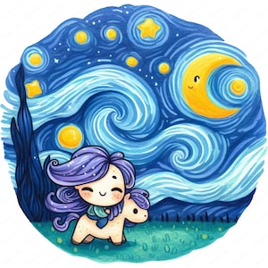 Whimsical Starry Night Clipart / Character Starry Night Clipart Bundle / 10 disegni di alta qualità / Fantasy Art / Stampabili / Uso commerciale