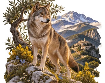 Italian Heritage Clipart Bundle, 15 Wolf and Olive PNG and JPG Designs