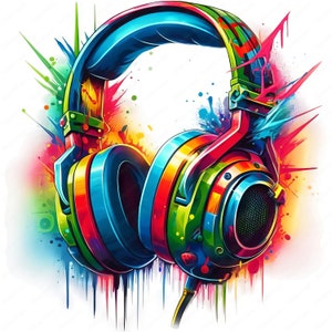 Levendige game hoofdtelefoon clipart | Kleurrijke hoofdtelefoonbundel | 10 hoogwaardige ontwerpen | Gamingkunst | Afdrukbare items | Commercieel gebruik