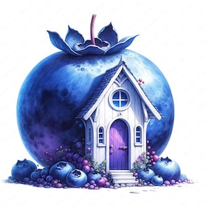 Blueberry House Clipart / Delicioso paquete de imágenes prediseñadas de Blueberry House / 10 diseños de alta calidad / Arte de fantasía / Imprimibles / Uso comercial