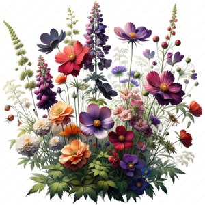 Vildblommiga clipartpaket | Blomsterkonst, kommersiellt bruk (digital nedladdning)