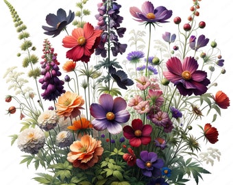 Wildflower Clipart Bundle | Floral Art, Commercial Use (Digital Download)