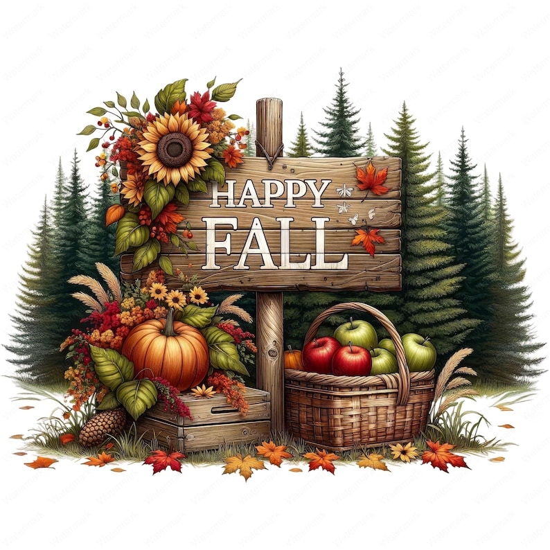 Fall Harvest Clipart Bundle: Autumn Art Printables (Commercial Use) (Digital Download) image 1