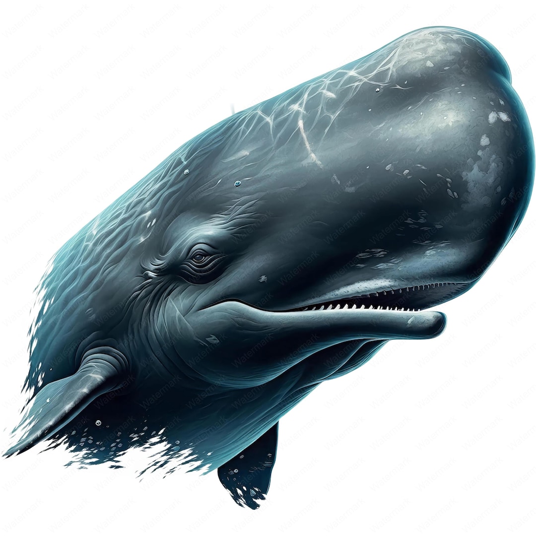 リアルなマッコウクジラのクリップアート：海洋PNGバンドル（デジタル