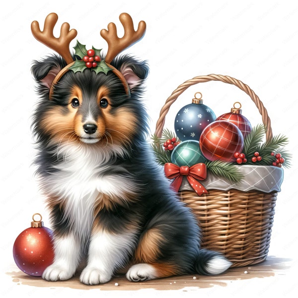 Christmas Dog Clipart | Clipart Bundle 03 | 10 Festive Images | Holiday Art | Crafts | Digital Prints | Commercial Use