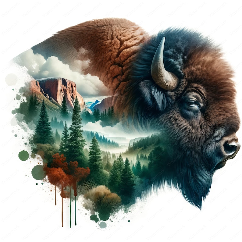Watercolor Bison Clipart Bundle | Wildlife Art (digital Download) - Etsy