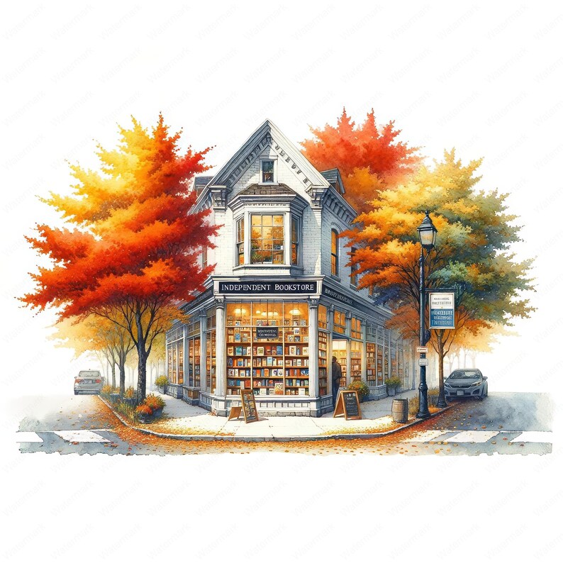 Fall Bookstore Signs Cozy Fall Bookstore Clipart Bundle: Autumn Art Printables (commercial ...
