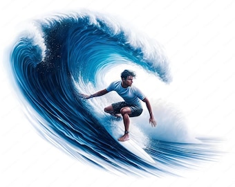Surfing Clipart Bundle: Vibrant Summer Beach Art (Digital Download)