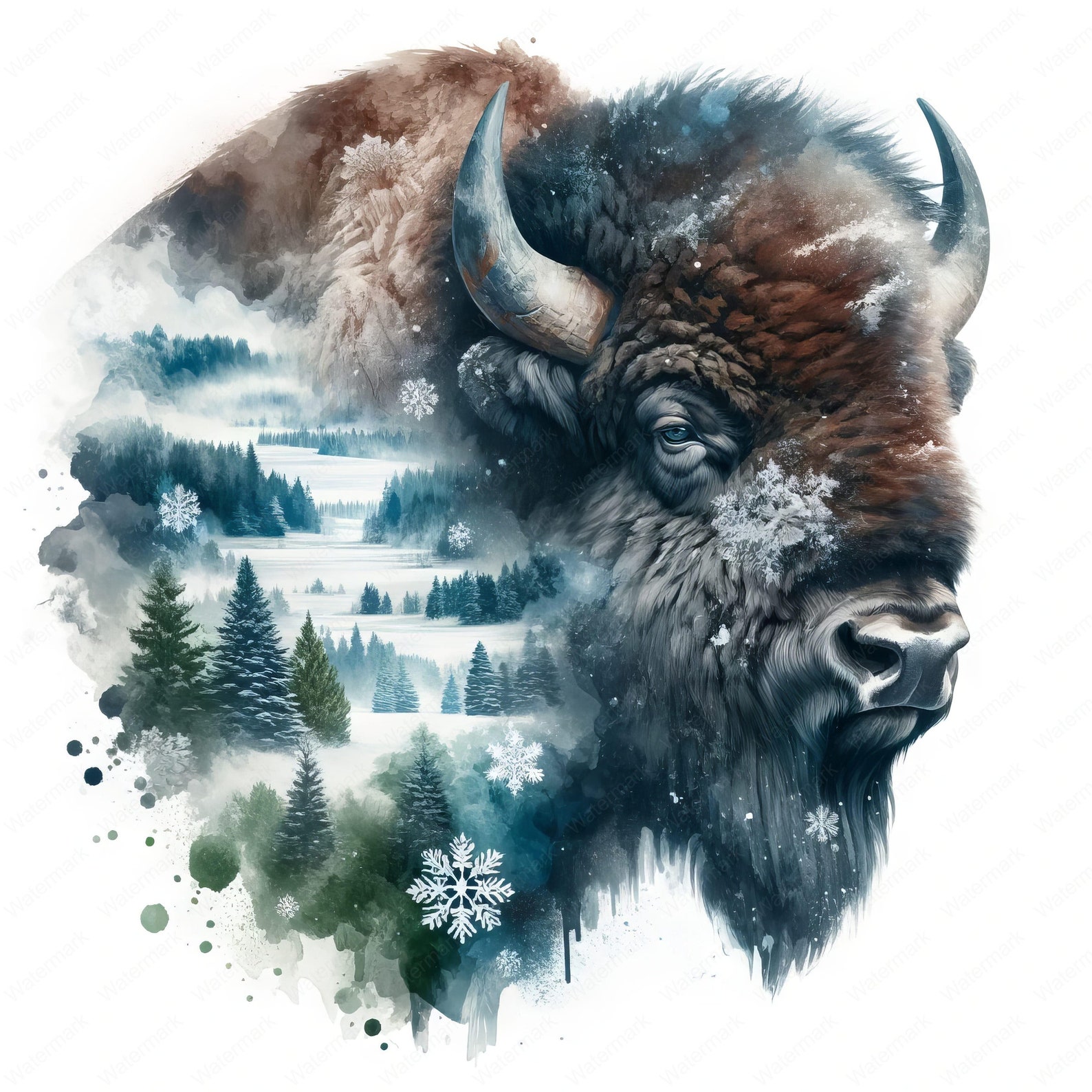Watercolor Bison Clipart Bundle | Wildlife Art (digital Download) - Etsy