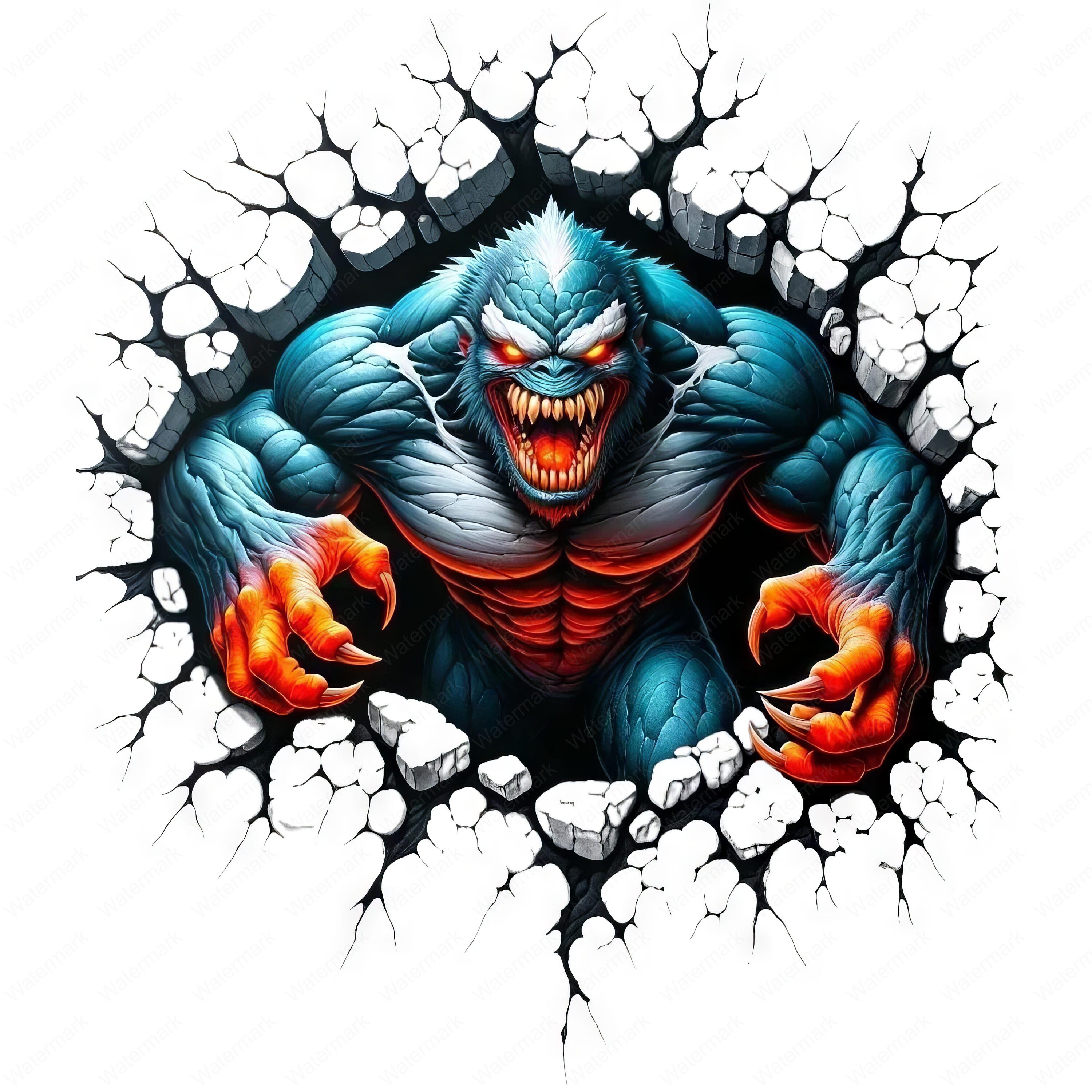 Angry Monster Clipart Bundle: Fiery Art Designs (digital Download) - Etsy