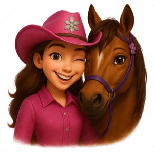 Cowgirl Horse Clipart, 10 Cute Western PNG Designs, High Res PNG Bundle, Instant Download, Commercial Use