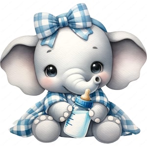 Clipart babyolifant | Schattige babyolifant clipartbundel | 10 hoogwaardige ontwerpen | Kinderkamerkunst | Afdrukbare items | Commercieel gebruik
