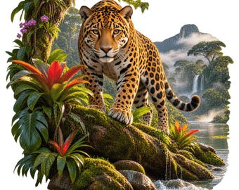 Brazilian Wildlife Clipart Bundle, 15 Jaguar and Toucan PNG and JPG Designs