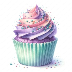 Sprinkled Cupcake Clipart | Colorful Sprinkled Cupcake Clipart Bundle | 10 High-Quality Designs | Dessert Art | Printables | Commercial Use