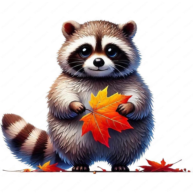 Autumn Raccoon Clipart | Fall Leaves, Woodland Art (digital Download ...