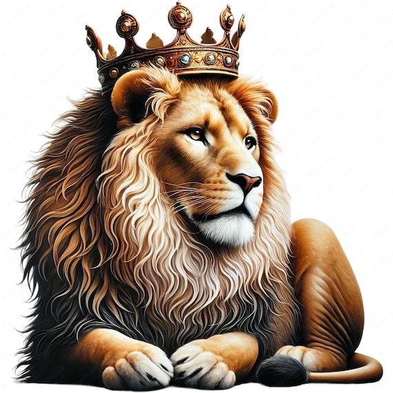 Crowned Lion Clipart Bundle: Majestic Animal Art (Digital Download)
