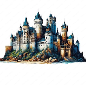 Medieval Castle Clipart Bundle: Historical Art Printables (Commercial Use)