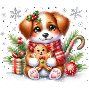 Clipart di cani di Natale / Clipart Bundle 01 / 10 disegni festivi / Arte delle feste / Artigianato / Stampe digitali / Uso commerciale