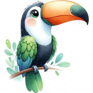 Clipart di un tucano carino / Clipart Bundle / 10 design di alta qualità / Decorazioni per la cameretta dei bambini / Artigianato di carta / Abbigliamento / Stampe digitali / Uso commerciale