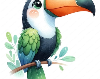 Cute Toucan Clipart Bundle | Tropical Bird Designs (Digital Download)