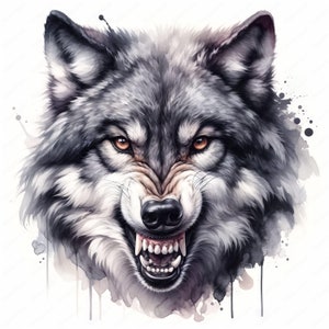Angry Wolf Clipart Ferocious Wolf Clipart Bundle 10 High-quality Images ...