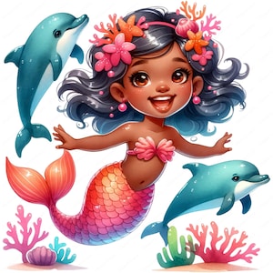 Clipart Petite Sirène | Lot de cliparts | 10 designs enchanteurs | Art sous-marin | Artisanat | Vêtements | Impressions numériques | Utilisation commerciale