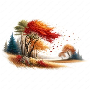 Herfstbries-clipart | Serene Autumn Breeze clipartbundel | 10 hoogwaardige ontwerpen | Kunst herfstseizoen | Afdrukbare items | Commercieel gebruik