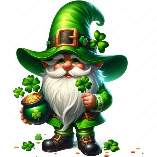 St. Patrick's Day Gnome Clipart | Festive Gnome Clipart Bundle | 10 High-Quality Images | Irish Theme Art | Printables | Commercial Use