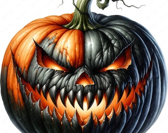 Horror Pumpkin Clipart Bundle: Halloween Designs (Digital Download)