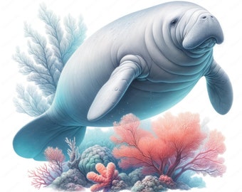 Manatee Clipart | Seacow Clipart | Clipart Bundle | 10 High-Quality Images | Wall Art | Paper Craft | Digital Prints | Commercial Use